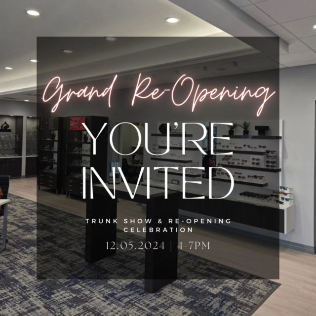 Please join us for our grand re-opening celebration this Thursday! Food, drinks, discounts on Gucci, YSL, Etnia Barcelona, and of course, good company!
.
.
.
.
#eyecare #optical #loveland #contacts #glasses #supportlocal #cincinnati #specsappeal #ohio #smallbusiness #style #healthcare #cuteglasses #loveeyes #loveyourlook #specs #vision #seeme #customcontacts #custom #eyewear #frames #smallbusinessowner